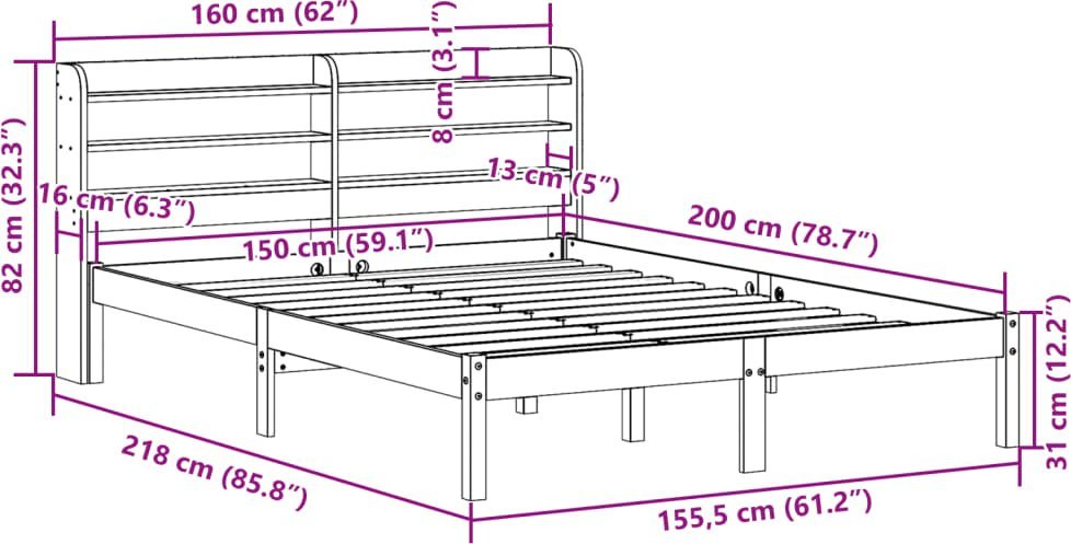vidaXL vidaXL Rama łóżka bez materaca, biała, 150x200 cm, lite drewno sosnowe