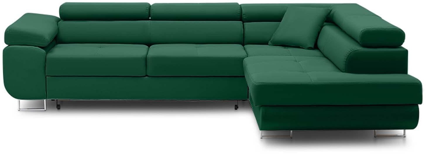 Duży narożnik, prawy, Bellezza, velvet, 270x206x87 cm, butelkowa zieleń | TYLETEGOTU