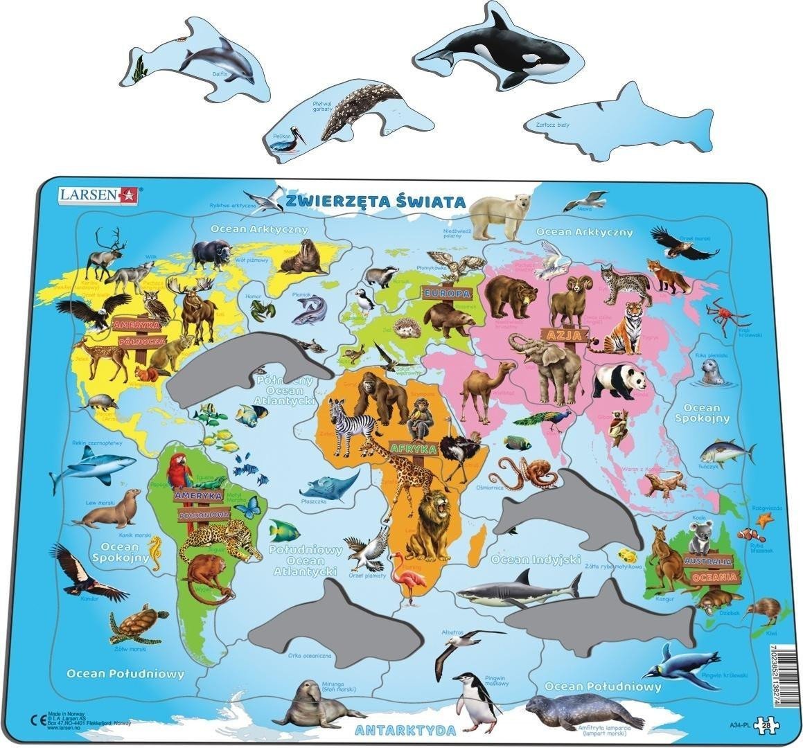 Układanka Zwierzęta świata Maxi