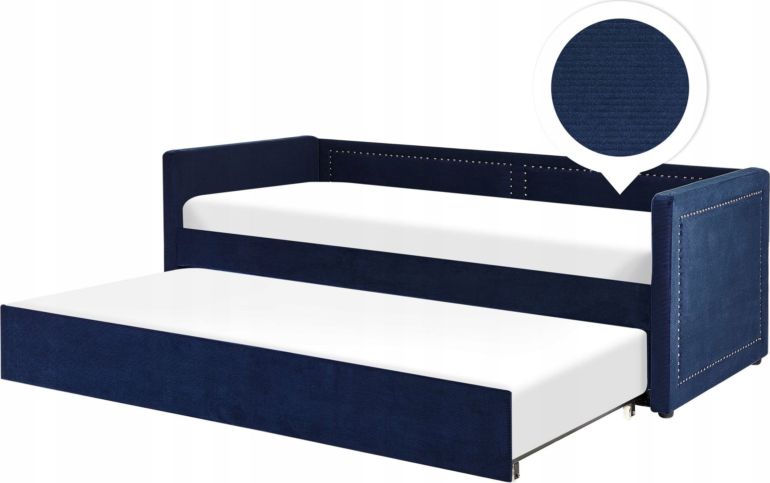 Beliani Łóżko wysuwane tapicerowane 90 x 200 cm niebieskie MIMIZAN