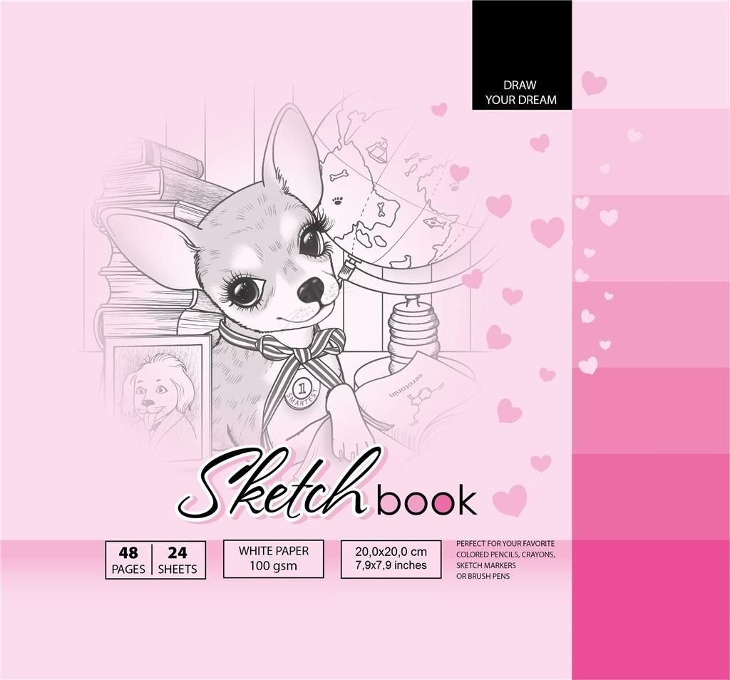 Fresh Szkicownik 20x20cm 48k różowy