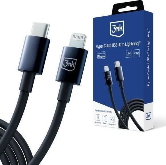 Kabel USB 3MK USB-C - Lightning 1.2 m Czarny (5903108541206)