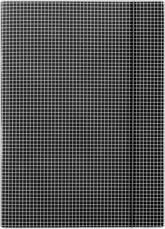 Donau Teczka z gumką DONAU, karton, A4, 400gsm, 3-skrz., czarna w kratę