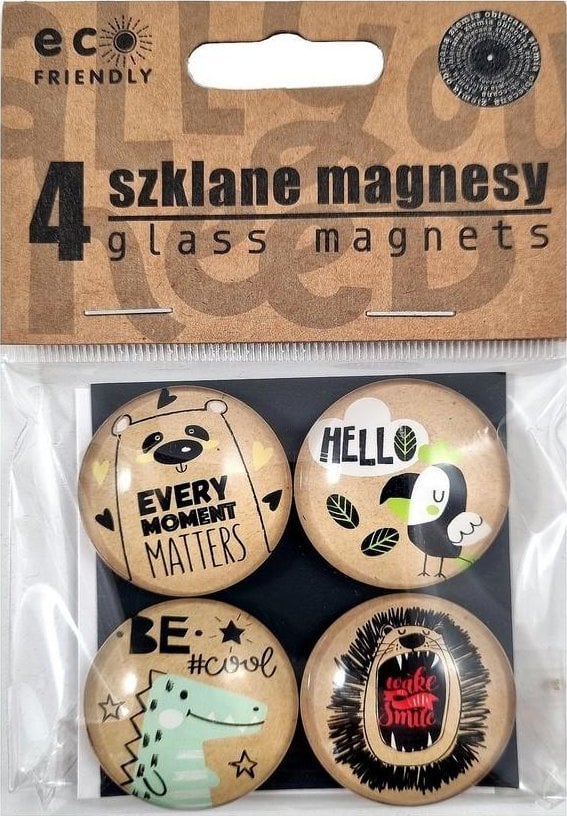 FANDY Szklane magnesy z kolorowym nadrukiem 4szt