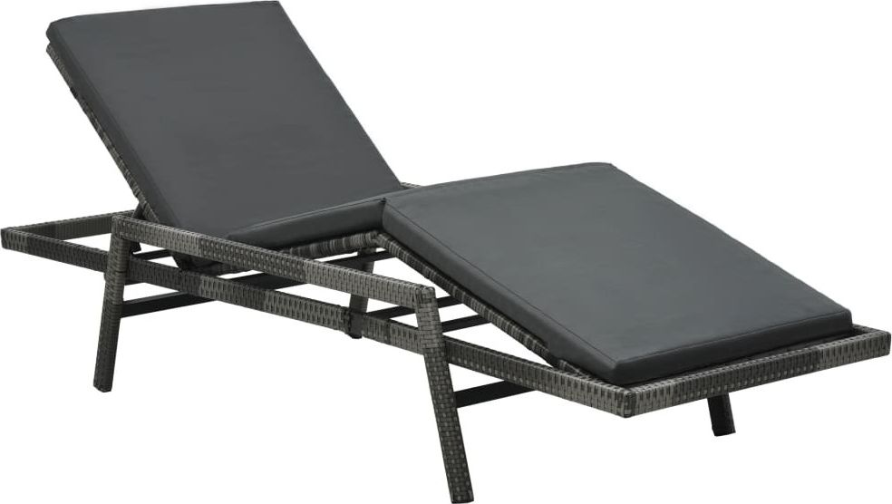 vidaXL leżak ogrodowy z poduszką, polirattan, szary (48147)