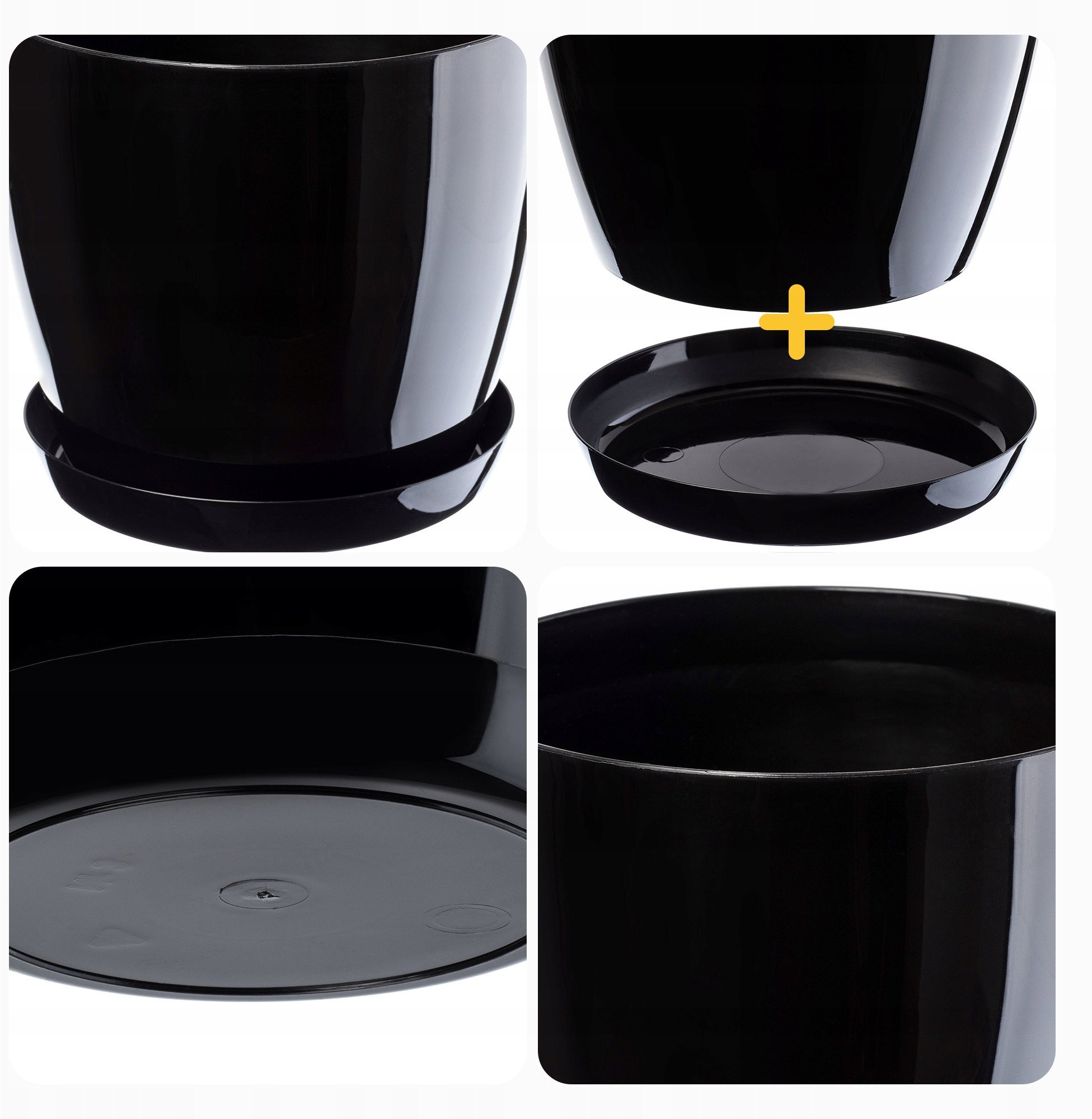 KADAX 3x Doniczka 20cm Osłonka Z Podstawką Czarna