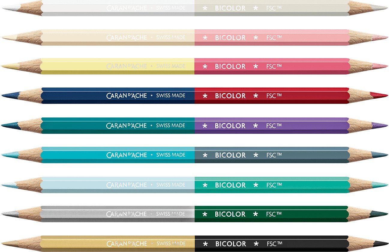 Caran d`Arche Kredki XMAS25 Alpine Frost Bicolor, 9 szt., pędzelek, w pudełku, mix kolorów