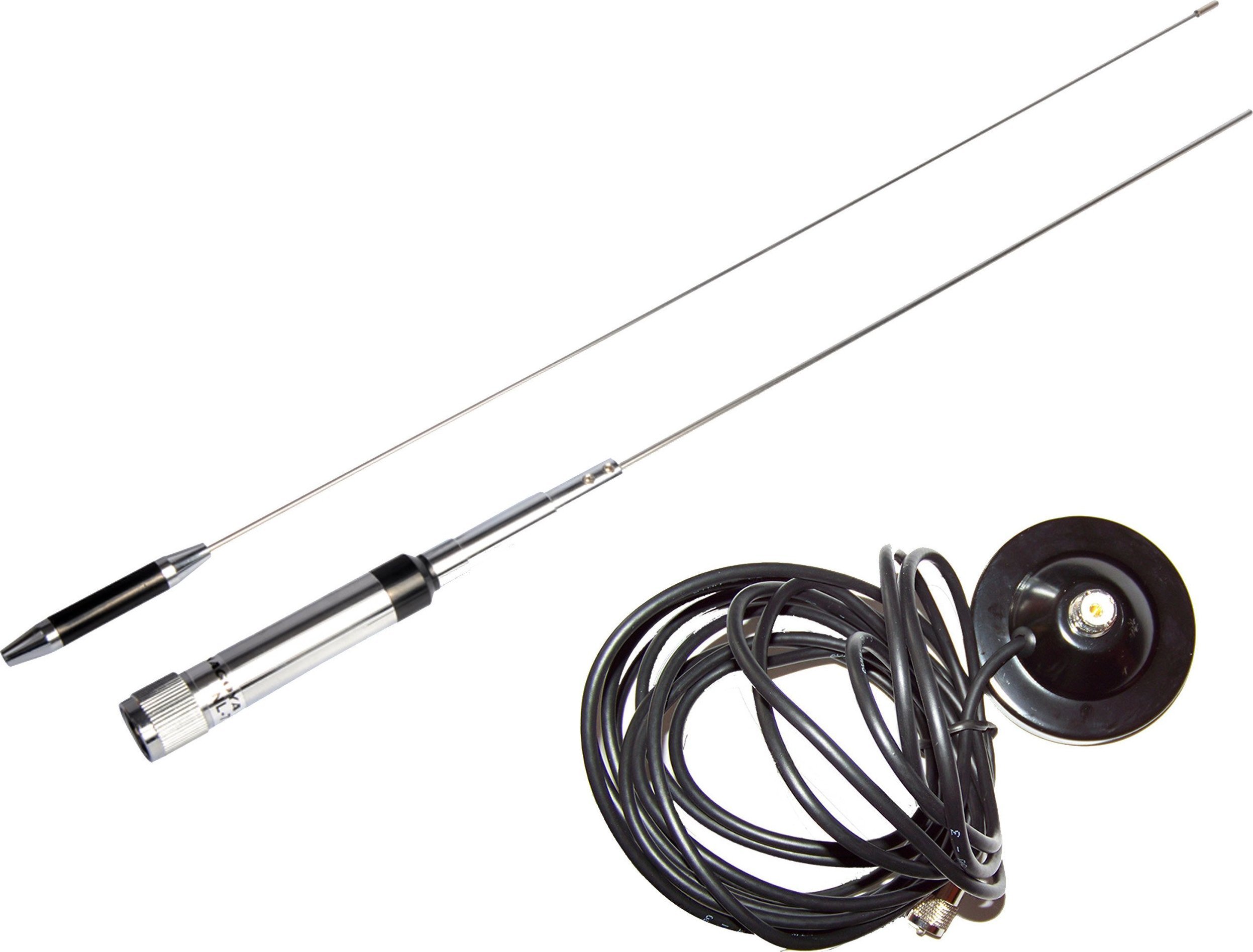 CB Antena HamRadioShop Nagoya NL-770R dwupasmowa antena samochodowa do radiotelefonów amatorskich z cewką zamkniętą + podstawa magnetyczna 9cm UC1