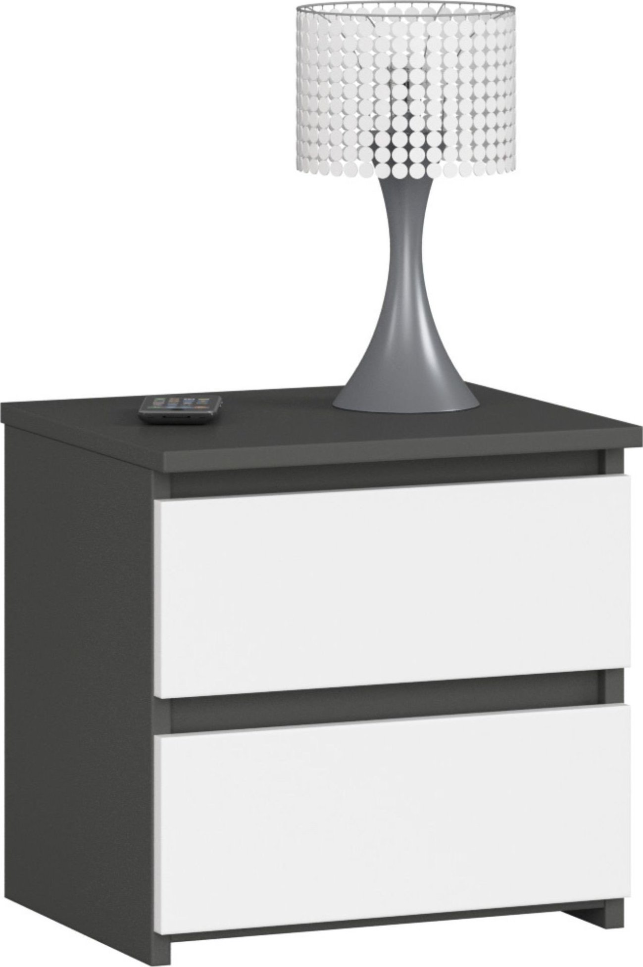 Fabryka Mebli Akord Szafka nocna CL2 40 cm 2 szuflady - grafit szary-biała