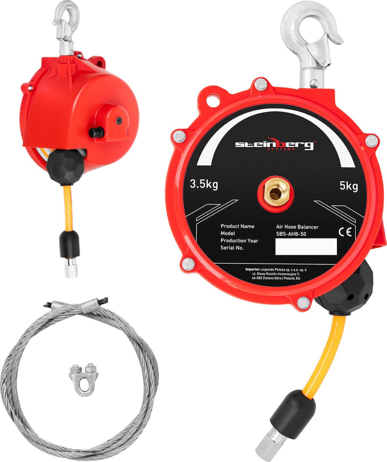 Steinberg Balanser linkowy odciążnik z wężem pneumatycznym 3,5 - 5 kg 1,3 m Balanser linkowy odciążnik z wężem pneumatycznym 3,5 - 5 kg 1,3 m