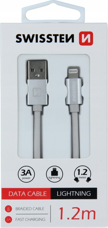 Kabel USB Sourcing USB-A - Lightning 1.2 m Srebrny (SW-QU-LIGH-3A-1.2M-SI)