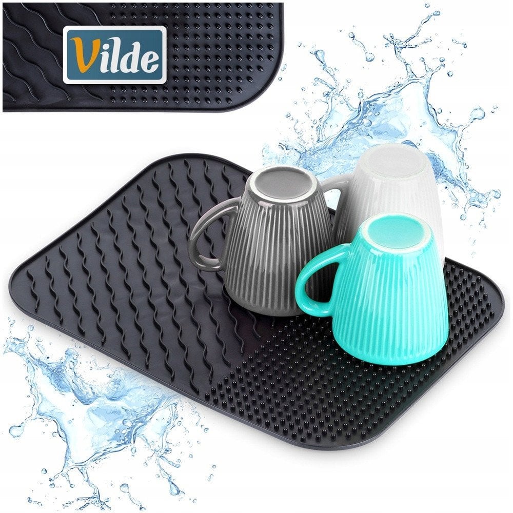 Mata do suszenia naczyń silikonowa czarna 34x26,5 cm