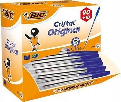 BIC Cristal Medium, Clip, Stick ballpoint pen, Blue, 100 pc(s), Medium