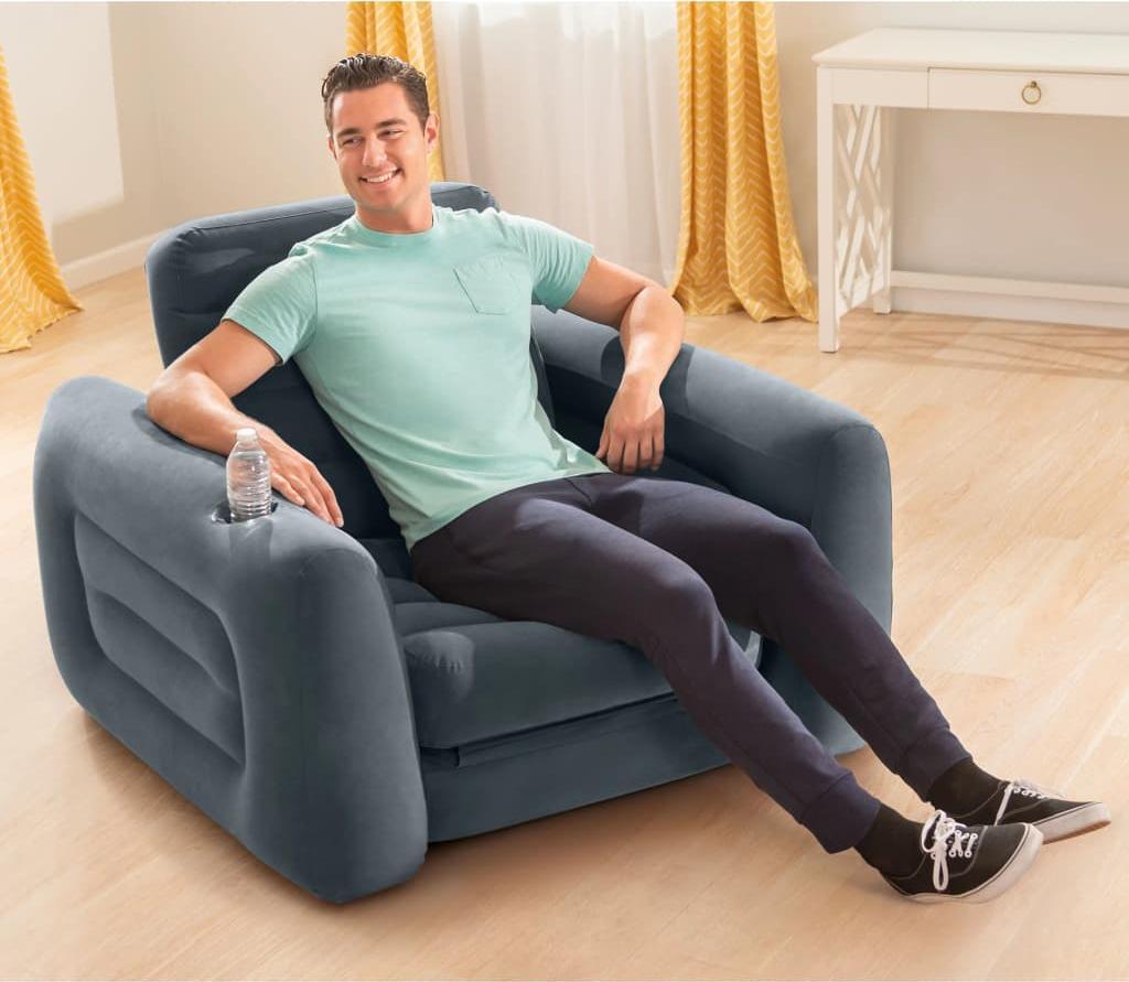 vidaXL Intex Rozkładane siedzisko, 117x224x66 cm, ciemnoszare