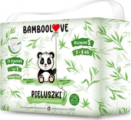 Bamboolove Pieluchy z włóknem bambusowym S, 3-8 kg, 25 szt.