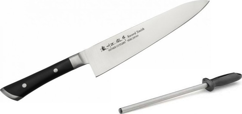 Satake Cutlery Nóż Szefa 21 cm Satake Hiroki + Ostrzałka Taidea T0825D - Wszechstronny Zestaw