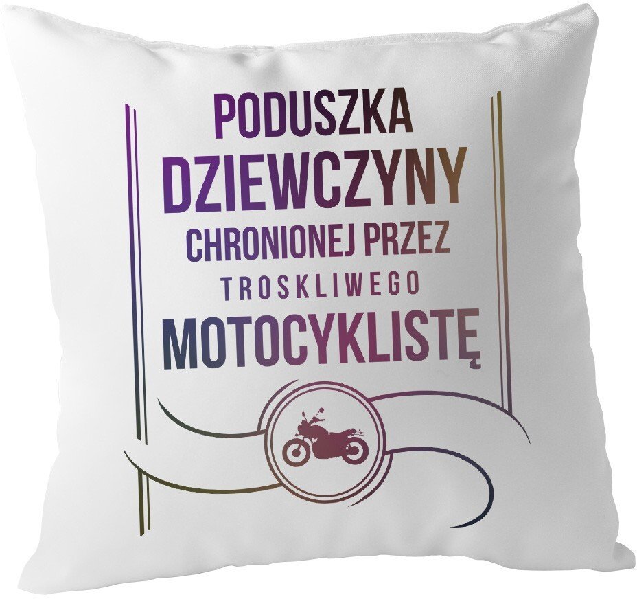 Poduszka dziewczyny chronionej przez troskliwego motocyklistę - poduszka z nadrukiem