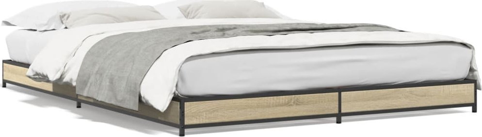 vidaXL vidaXL Rama łóżka, dąb sonoma, 150x200 cm, materiał drewnopochodny