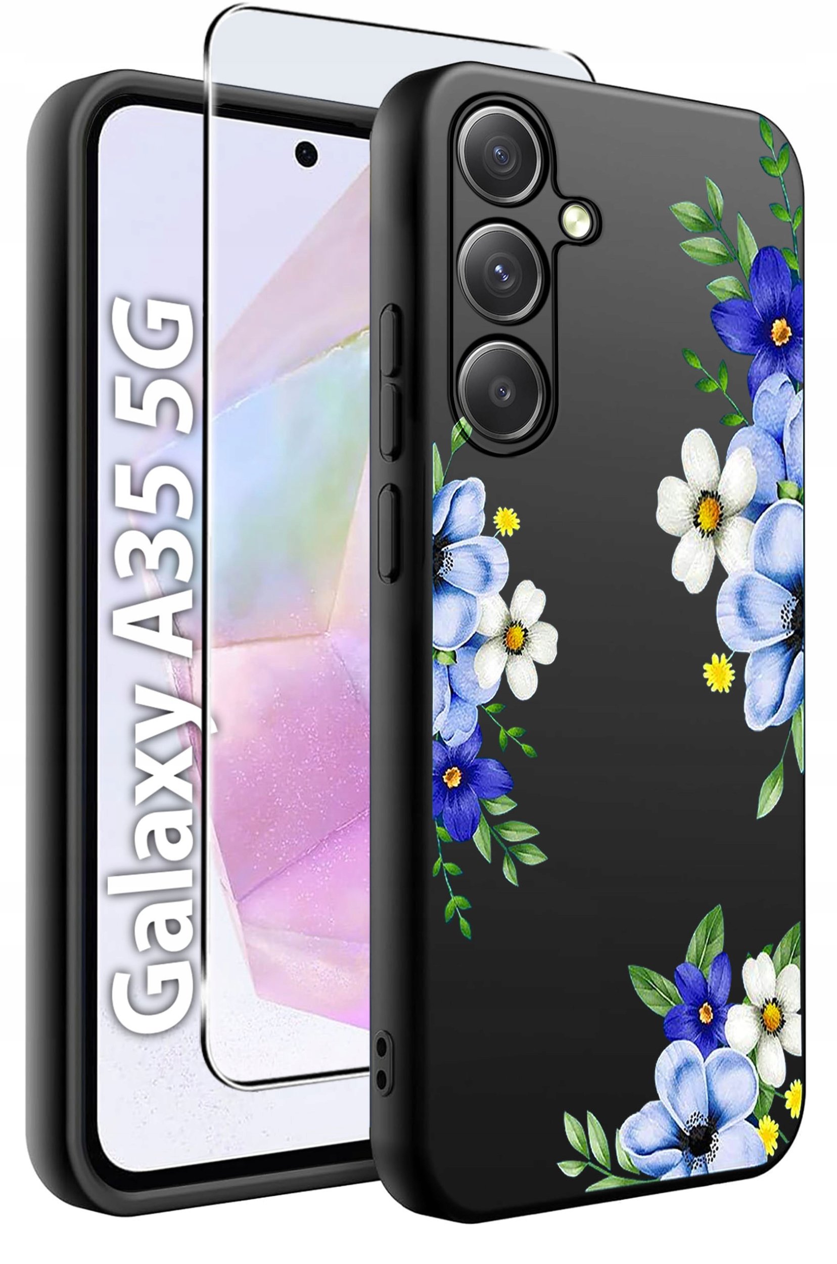 ETUI do Samsung A35 5G WZORY | SILIKONOWE MATT CASE + SZKŁO HARTOWANE 9H