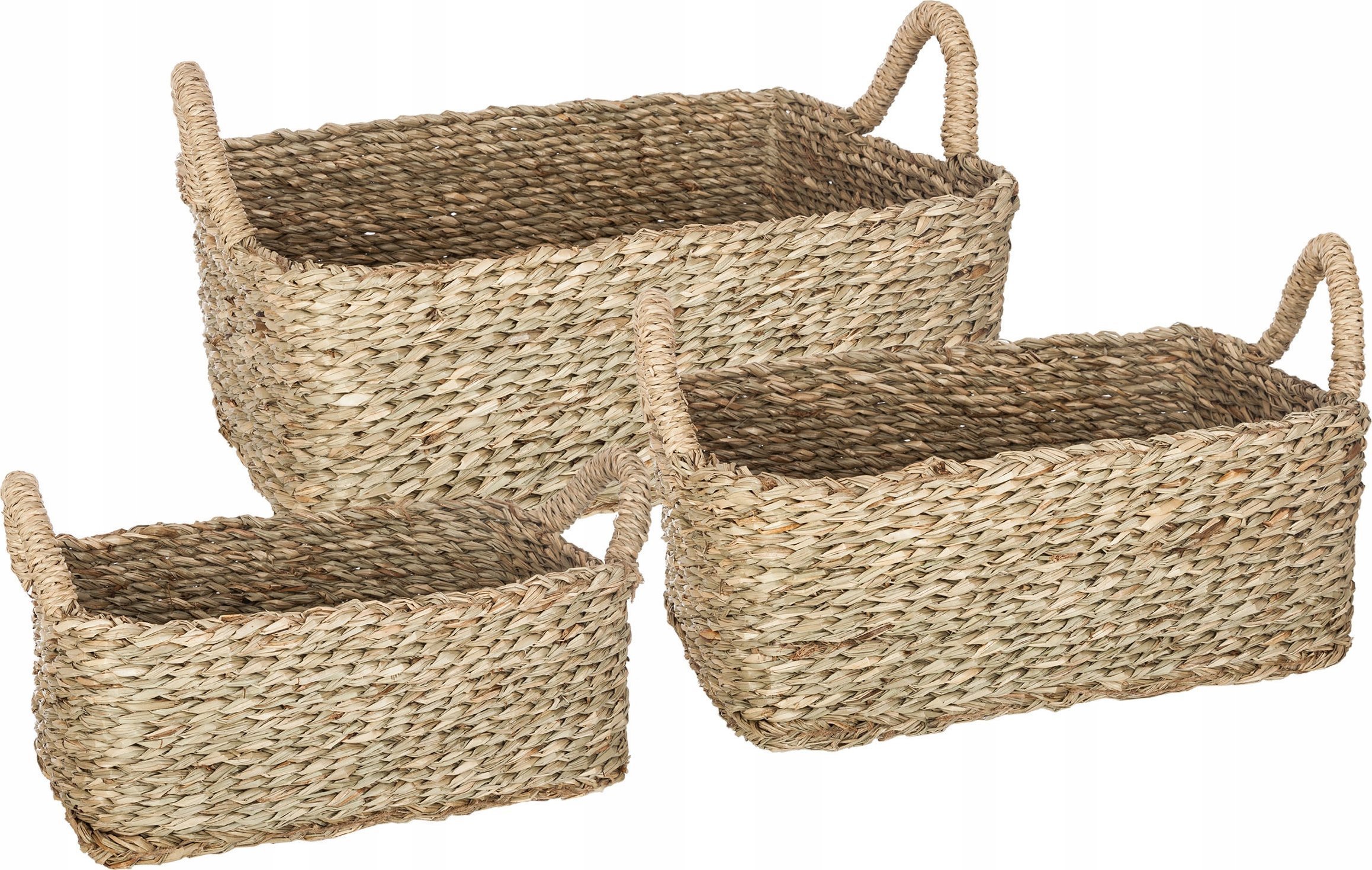 Atmosphera Zestaw trzech prostokątnych koszy dekoracyjnych z uchwytami, 3 rozmiary