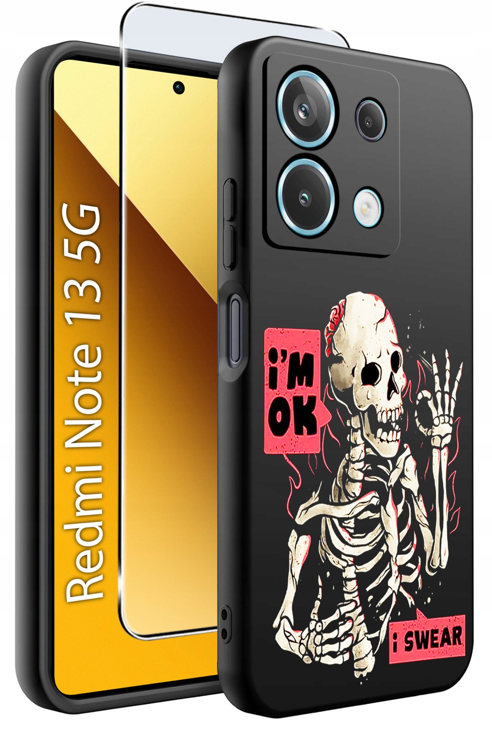 ETUI do Xiaomi Redmi Note 13 5G WZORY |SILIKONOWE MATT CASE +SZKŁO 9H