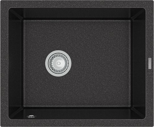 Zlewozmywak Mexen Pedro granitowy 1-komorowy 560 x 460 mm, czarny nakrapiany - 6508561000-76