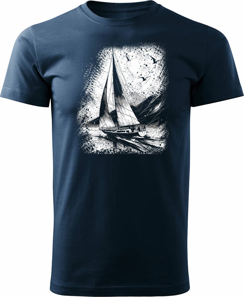 Topslang Koszulka żeglarska dla żeglarza z jachtem żaglówką sailing męska granatowa REGULAR M