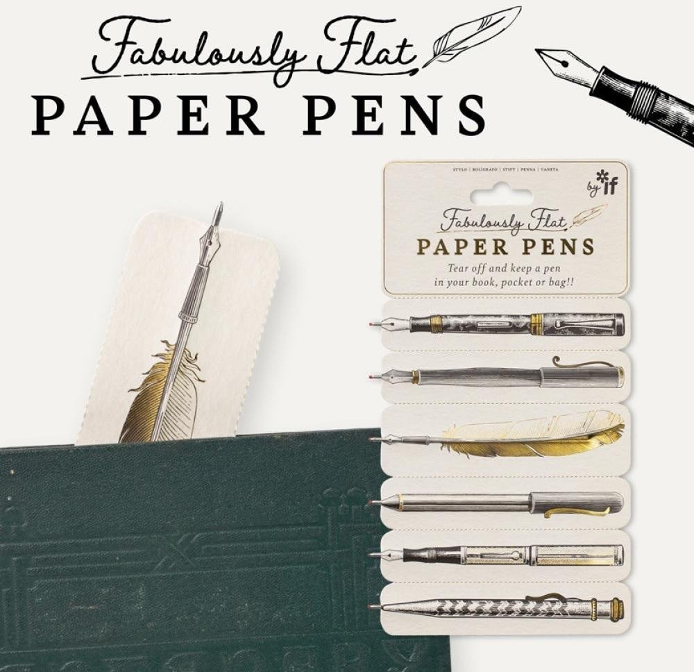 Płaskie papierowe długopisy - zakładki (6 sztuk)