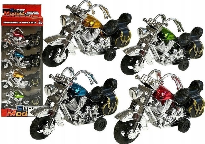 LeanToys Zestaw Motocykli z Naciągiem 4 sztuki LEAN Toys