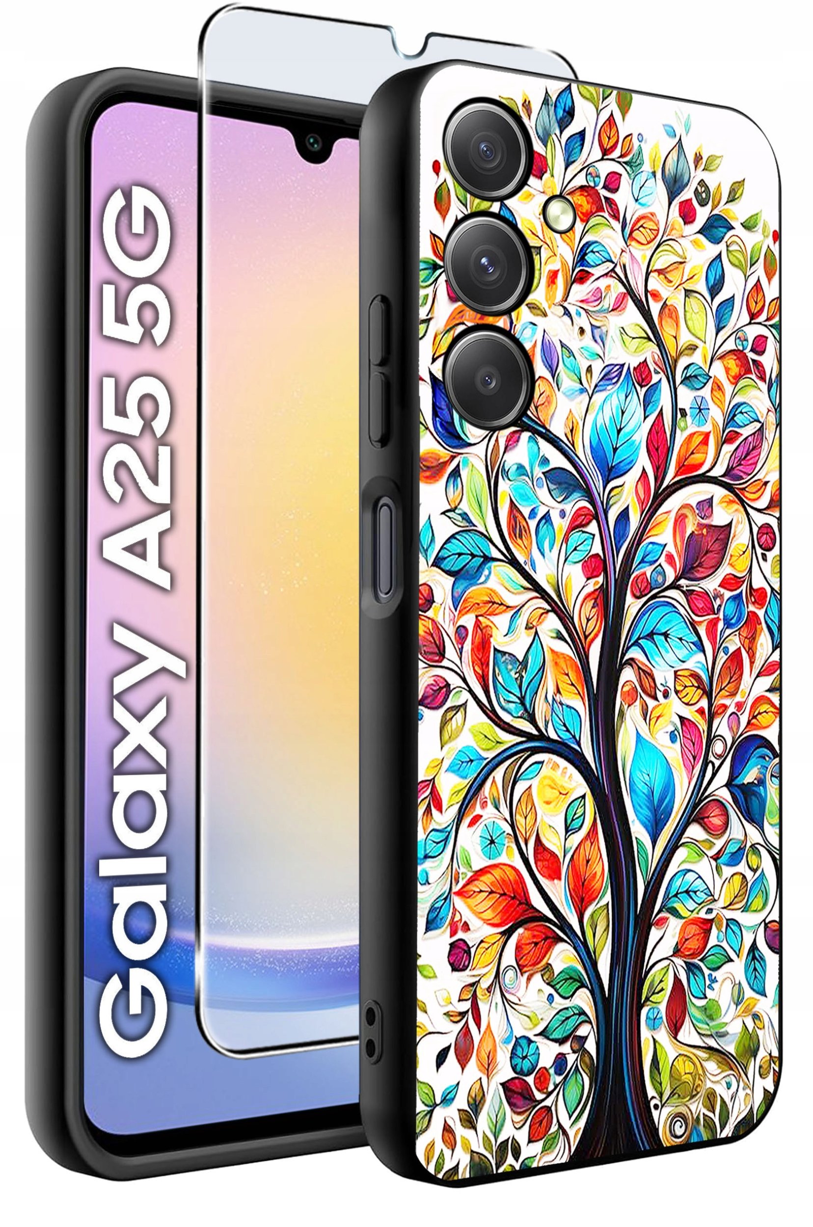 ETUI do Samsung A25 5G WZORY | SILIKONOWE MATT CASE + SZKŁO HARTOWANE 9H