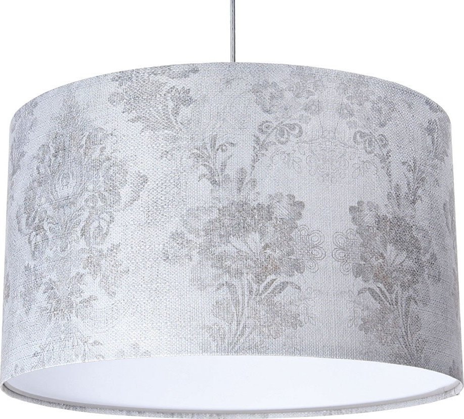 Lampa wisząca Lumes Srebrno-biała lampa wisząca z abażurem - S393-Helisa