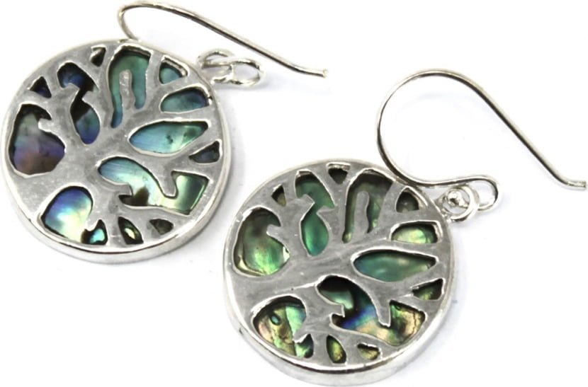 Lovrin Kolczyki srebrne Drzewo Życia - Abalone