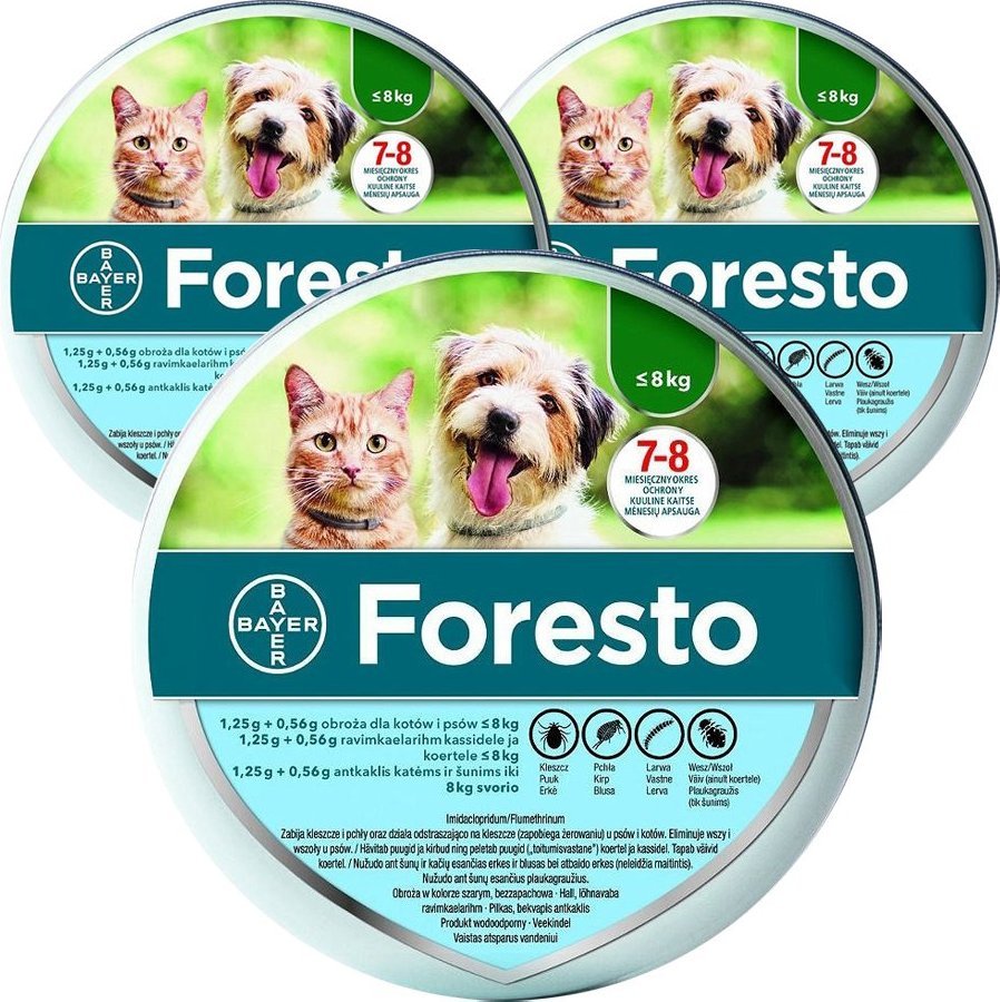 Bayer BAYER Foresto Obroża dla kotów i psów poniżej 8kg x3