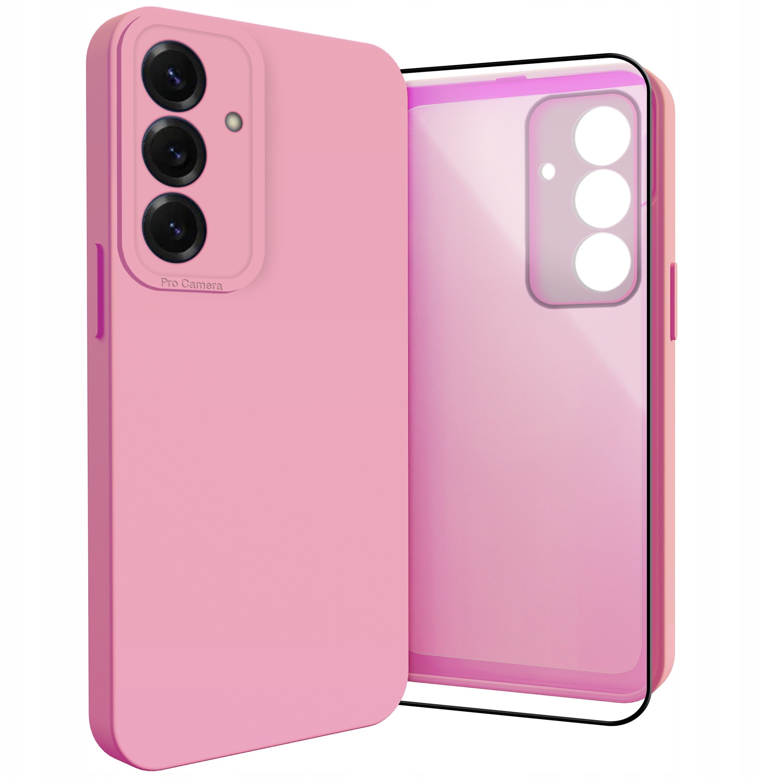 Etui do Samsung Galaxy S25 (Osłona Kamery, Różowe, Ochronne, Case) Szkło