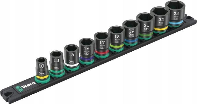 Wera Wera 9607 Nut magnetic strip B Impaktor 1 socket wrench set 3/8 (black/green, 10 pieces, for impact wrenches)