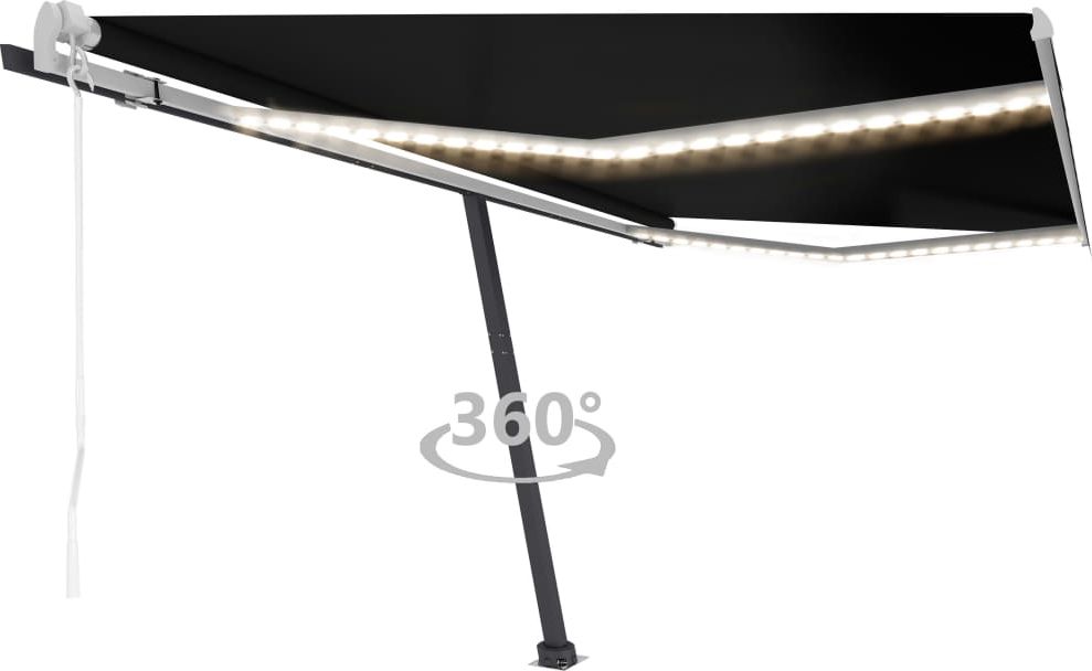 vidaXL Automatycznie zwijana markiza, LED i czujnik wiatru, 450x300 cm
