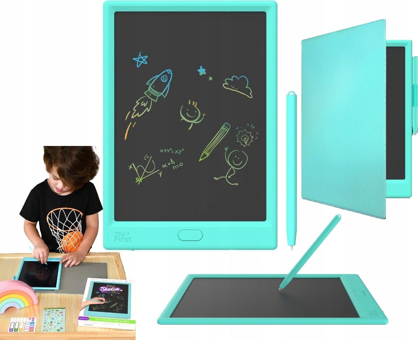 Tablet Do Rysowania 10” Lcd Dla Dzieci Z Rysikiem Deska Kreślarska Znikopis + Futerał Skórzany / My First Sketch Pro Neo