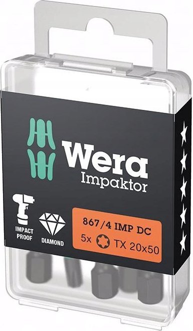 Bit Impaktor 1/4" DIN 3126 E63 TORX T20x50mm 5 szt. Wera