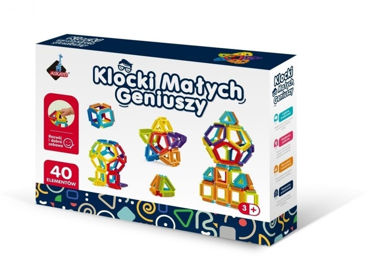 Klocki małych geniuszy geometryczne szczotki 40el