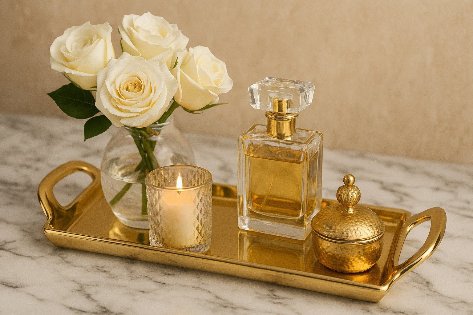 Taca ceramiczna ozdobna 30x13x4 cm złota z rączkami