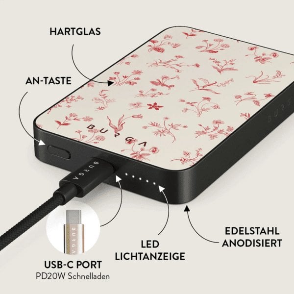 BURGA Magnetic Power Bank 5,000mAh Prairie gunmetal