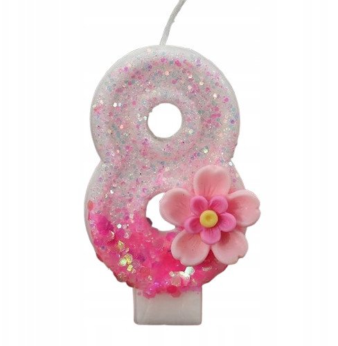 Świeczka Urodzinowa Na Tort / KWIATUSZEK / Świeczki na Urodziny / CYFRA 8