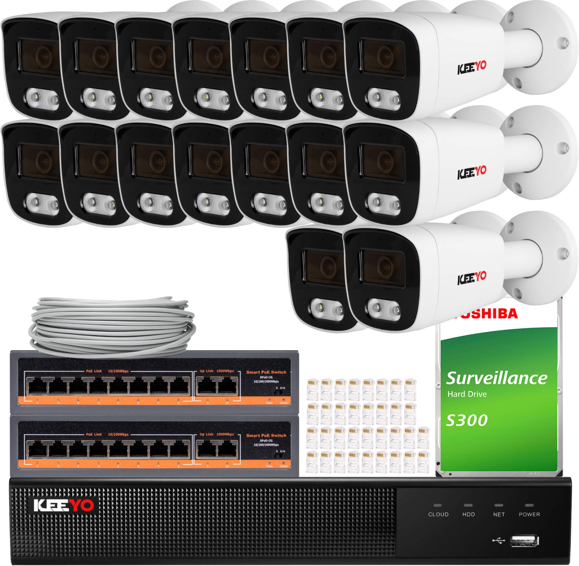 Zestaw do monitoringu KEEYO 16x LV-V-IP5M25TF-DL 5Mpx, hybrydowe doświetlenie IR/LED