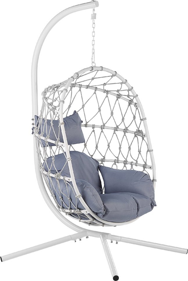 Beliani Fotel wiszący ze stojakiem biały ADRIA