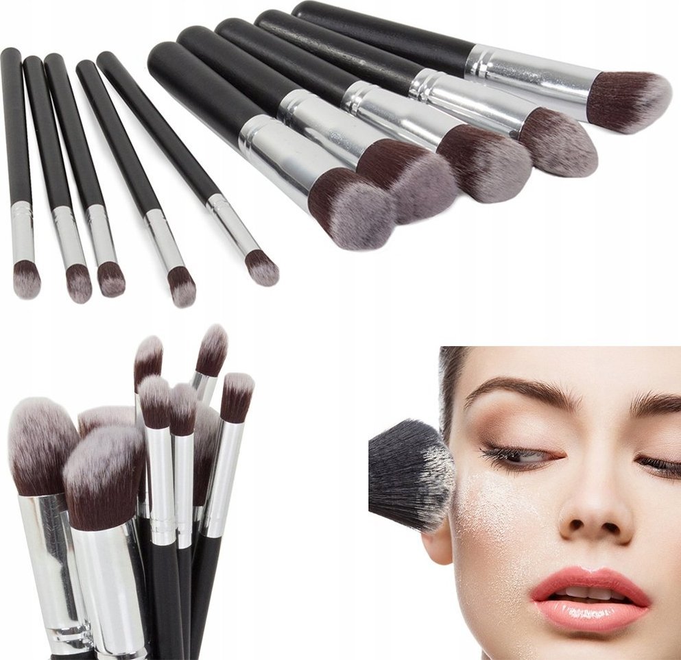 Verk ZESTAW PROFESJONALNYCH PĘDZLI DO MAKIJAŻU 10 SZTUK