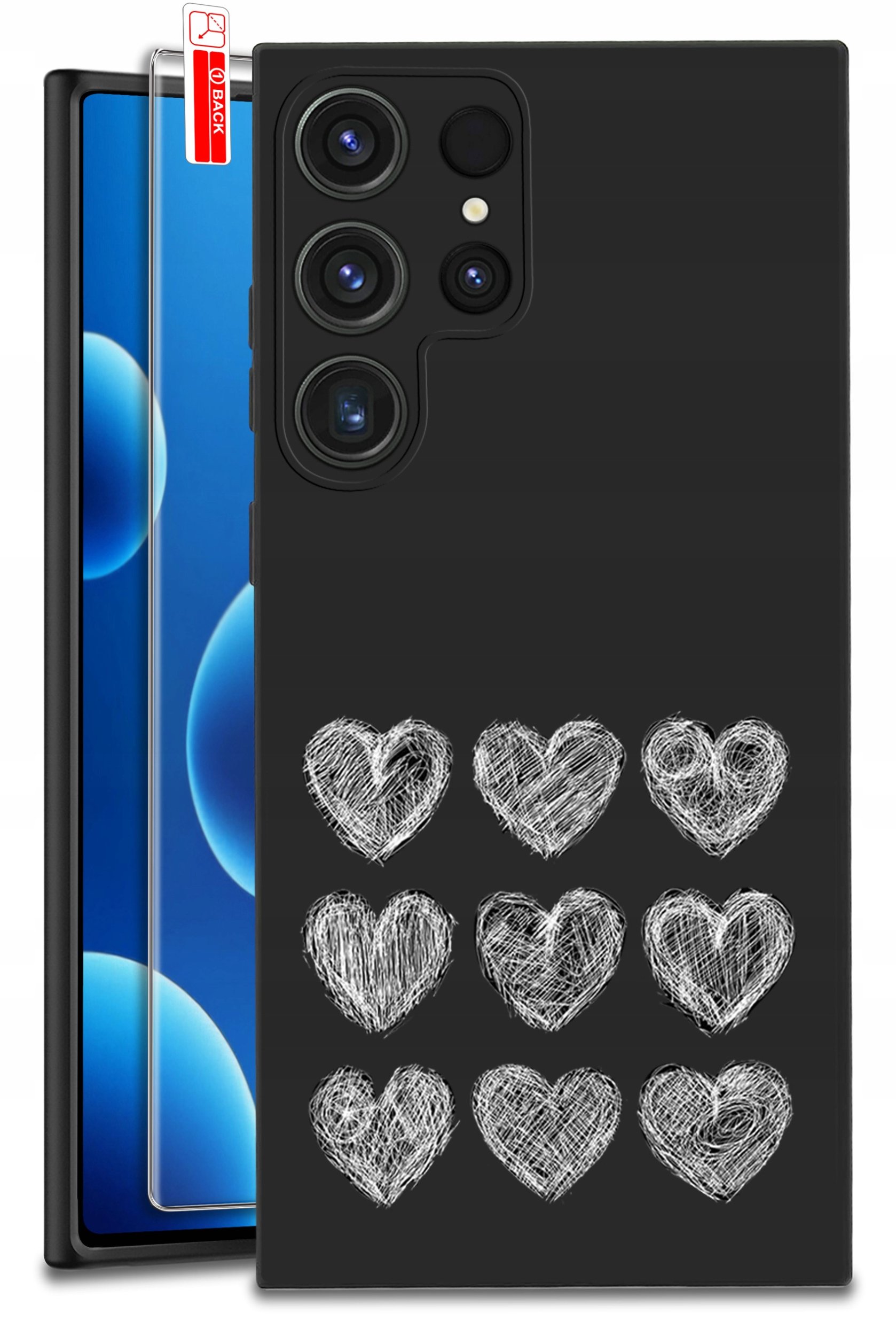 ETUI do Samsung Galaxy S25 Ultra WZORY | SILIKONOWE MATT CASE + SZKŁO 9H