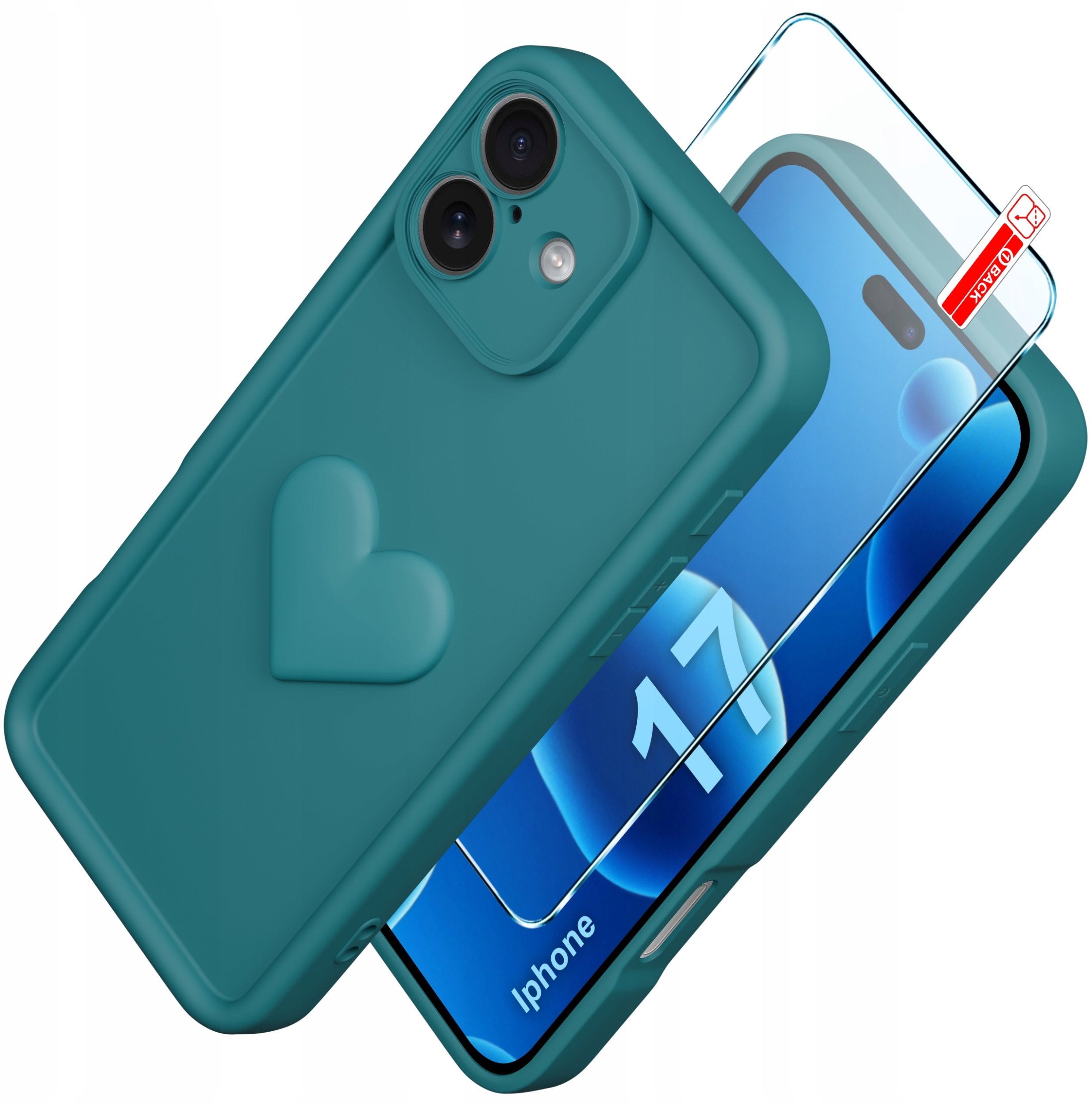 Etui do iPhone 17 CASE silikonowe MATOWE serce + Szkło ochronne 9H