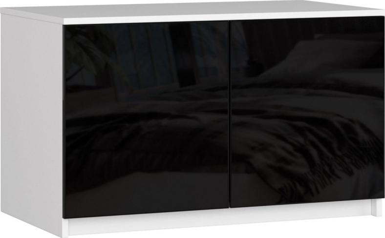 Fabryka Mebli Akord Nadstawka na szafę S 90 cm - biała-czarny połysk - 2 drzwi