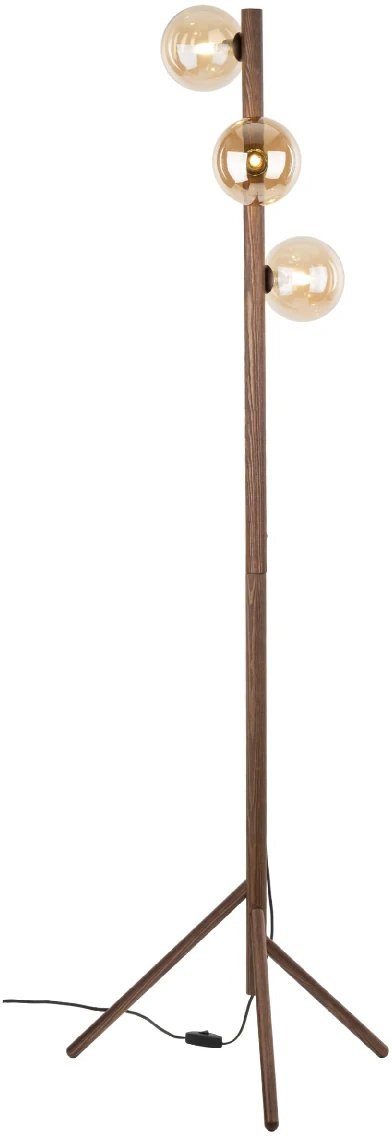 Podłogowa lampa stojąca Estera Wood 16151 do salonu bursztynowa brązowa