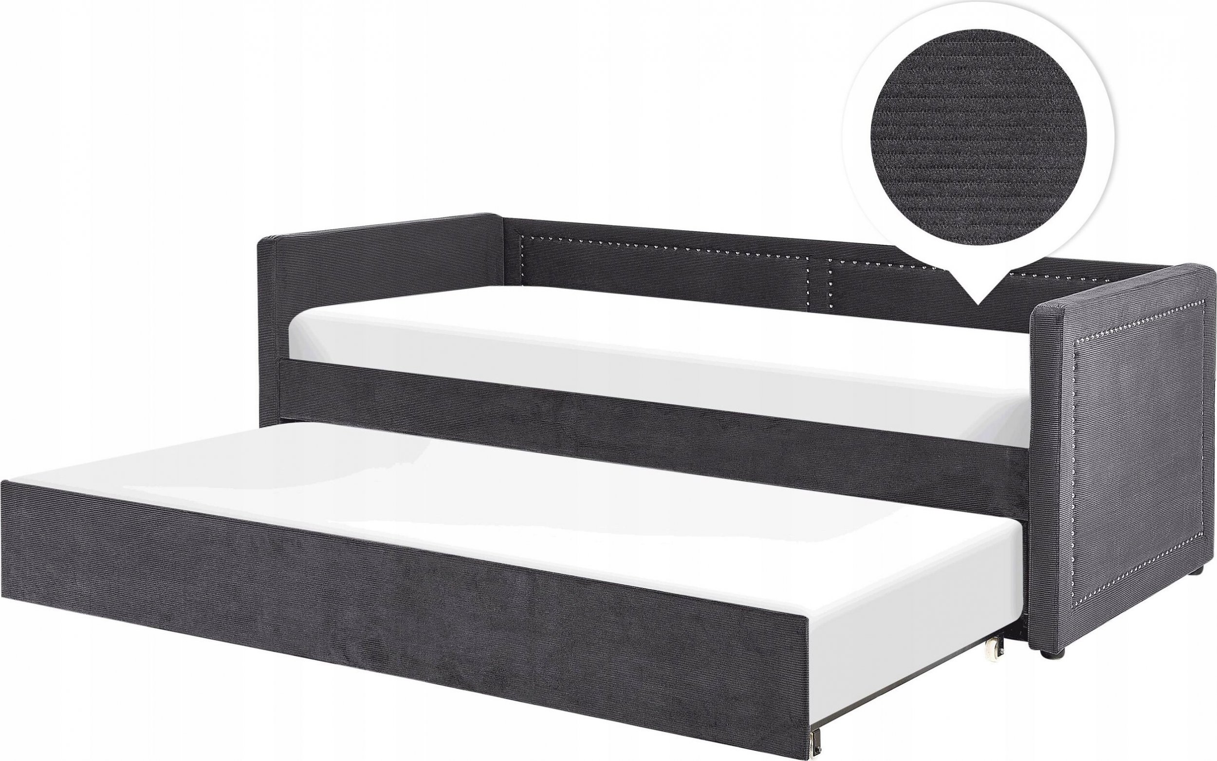 Beliani Łóżko wysuwane tapicerowane 90 x 200 cm ciemnoszare MIMIZAN